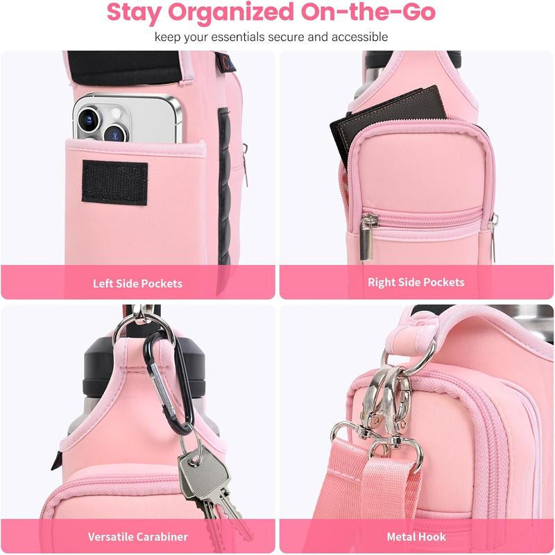 Magnetic Gym Bag for Men Women Water Bottle Carrier Holder with Phone Pockets & Shoulder Strap Gym Magnetic Bag 5 Built-In Magnets Gym Accessories Organizer Magnetic Bottle Pouch Diameter 3.9"