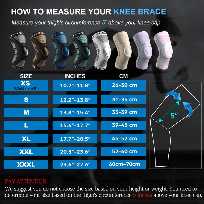 【Outdoorfun】Neenca Sports Knee Sleeve for Runner, Workout, Gym, Basketball, Volleyball, Hiking Spicy Dill Knee Pain Breathable Sponge Knee Pads Tool Volleyball Tool Basketball Gear Leg Protector Leg Supporter Knee Brace