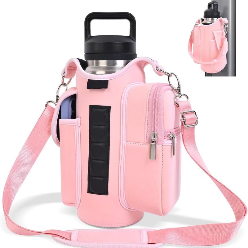 Magnetic Gym Bag for Men Women Water Bottle Carrier Holder with Phone Pockets & Shoulder Strap Gym Magnetic Bag 5 Built-In Magnets Gym Accessories Organizer Magnetic Bottle Pouch Diameter 3.9"