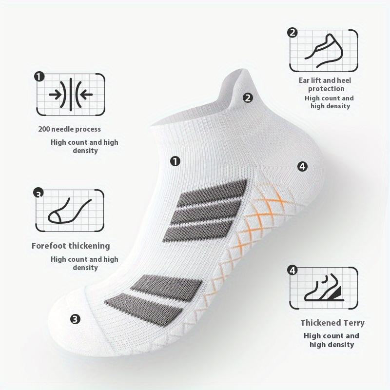 6 Pairs of Sports No Show Socks for Man and Woman, Ankle Socks with Terry Soles Offer Shock Absorption and Wear Resistance, White Daily Socks That Are Sweat - Absorbing and Breathable, Valentine'S Day Gift, New Arrivals for Spring and Summer