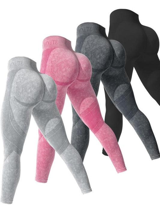 Women'S Solid High Waist Sports Leggings, Breathable Comfortable Seamless Yoga Leggings, Women Yoga Tummy Control Pants, Athletic Leggings, Gym Leggings, Ladies Sportswear for Gym Workout Running, Ribbed Tigh, Leggings for Women