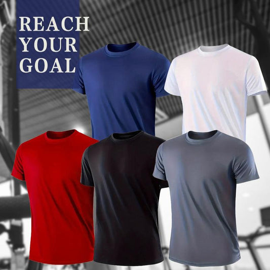 5-Piece Men'S Tops Sports Short Sleeve round Neck T-Shirts - Breathable Quick-Dry Activewear for Daily Casual, Outdoor Activities Menswear