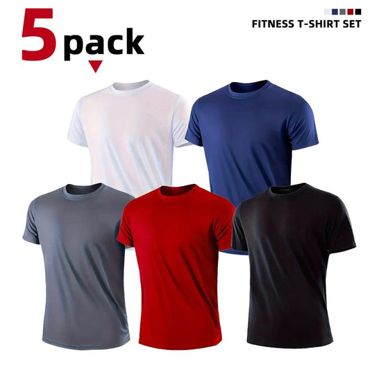 5-Piece Men'S Tops Sports Short Sleeve round Neck T-Shirts - Breathable Quick-Dry Activewear for Daily Casual, Outdoor Activities Menswear